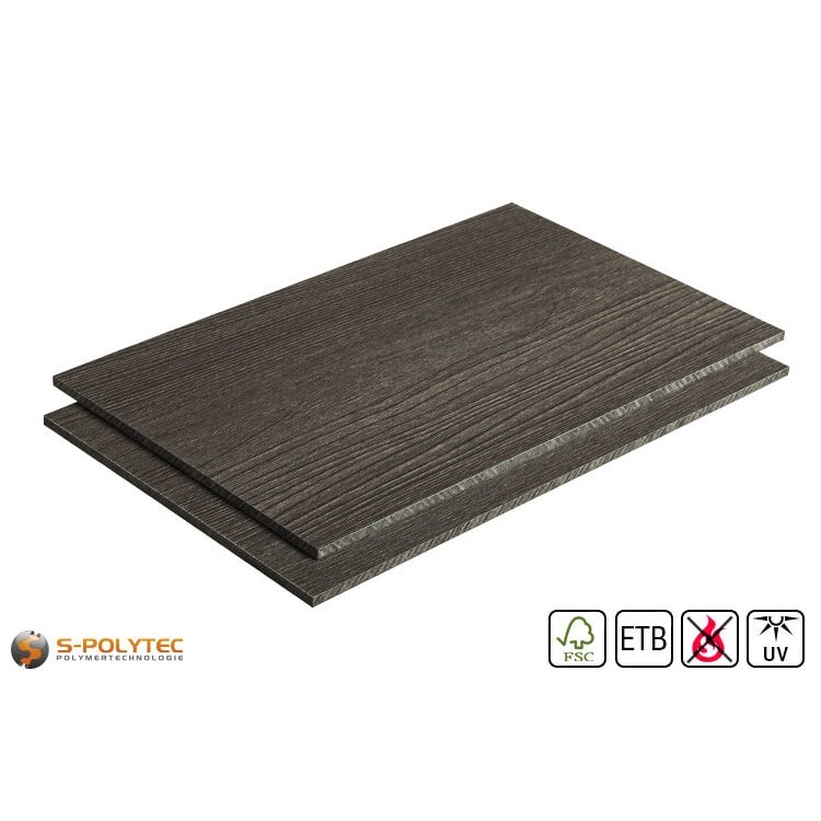 HPL sheet wood look dark ash low flammability with ETB fall protection in 6mm