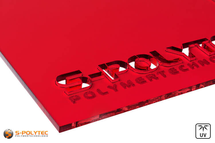 Acrylic glass red transparent in lasercut