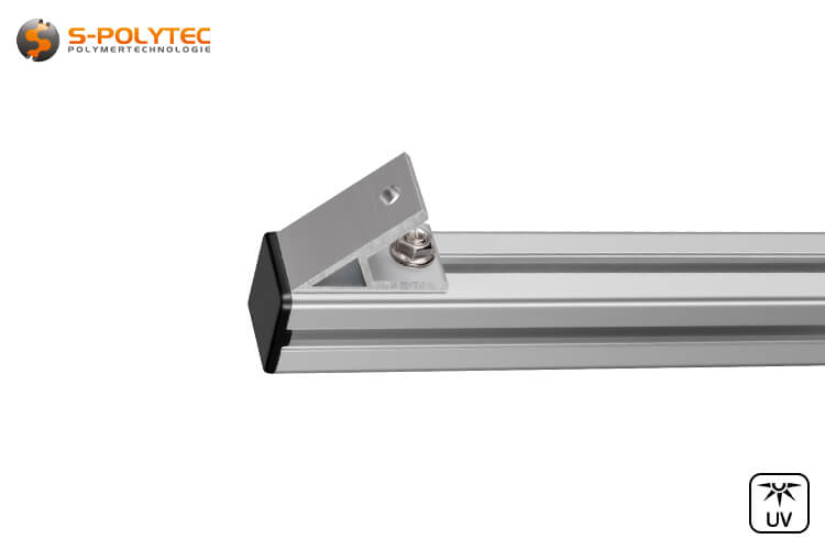 The 45° angle profile connectors for construction profiles are available in three different sizes