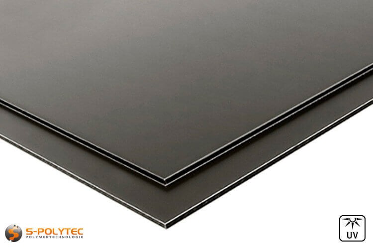 Aluminium composite panels (Alu-dibond) in anthracite in custom cut - detailed view