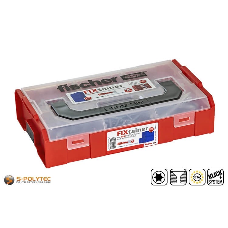fischer FIXtainer DuoPower plug and screw box - Intelligent universal plug with matching screws in the L-BOXX Mini