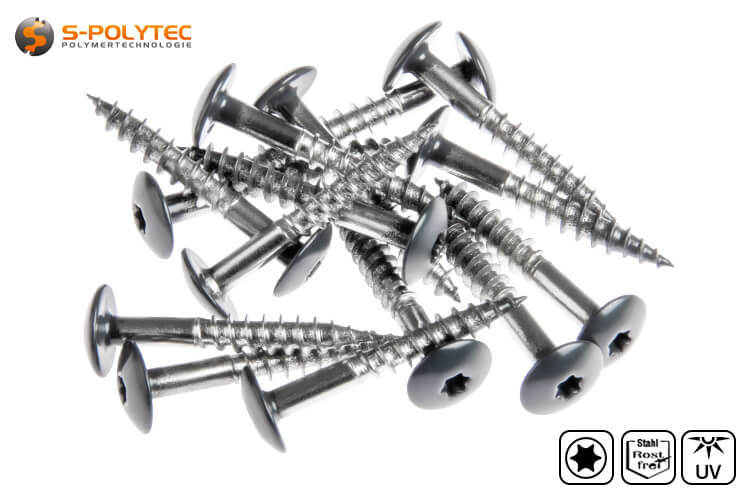 The anthracite grey screws for Trespa® panels in Anthracite Grey are made of A4 stainless steel