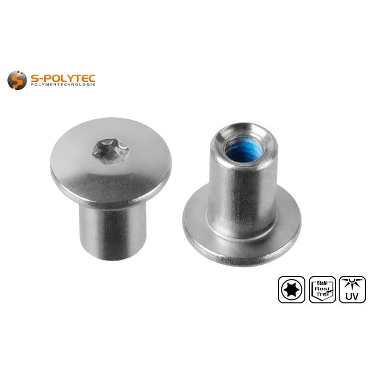 The unpainted threaded sleeve with a head diameter of 14mm has a Torx drive in size T20 (ISR20)