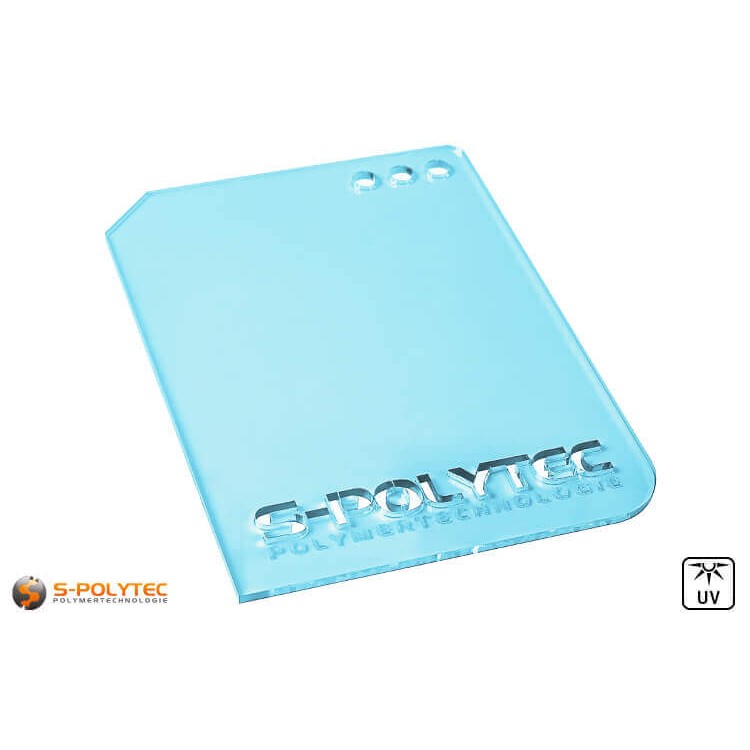 Acrylic glass light blue transparent in lasercut