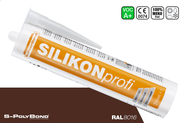 S-Polybond SILIKONprofi alkoxy-silicone mahogany brown (RAL 8016)