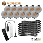 S-Polylight outdoor LED recessed spotlights in a complete set with 4, 6, 8, 10 or 12 spots in silver lacquer finish