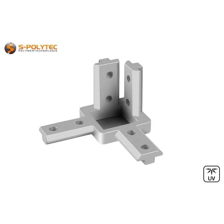 3-way corner connector for aluminium construction profiles