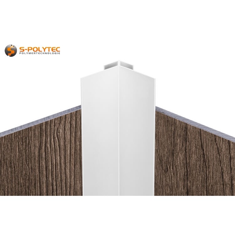 Our aluminium corner profiles for external corners are made of solid aluminium with a profile thickness of 1.1 mm and are then anodised for even better protection against the weather.