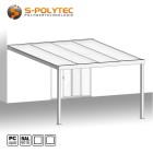 The square terrace roof made to measure in white with 16 mm double-skin polycarbonate sheet in frosted glass look