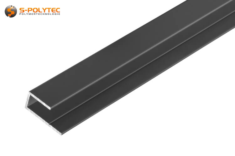 The anthracite grey edging profiles made of solid aluminium are suitable for panels with a thickness of 3mm, 6mm or 8mm