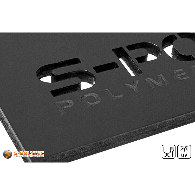 Parts in lasercut from PE-HD (polyethylene) in black from 2mm - 10mm thickness