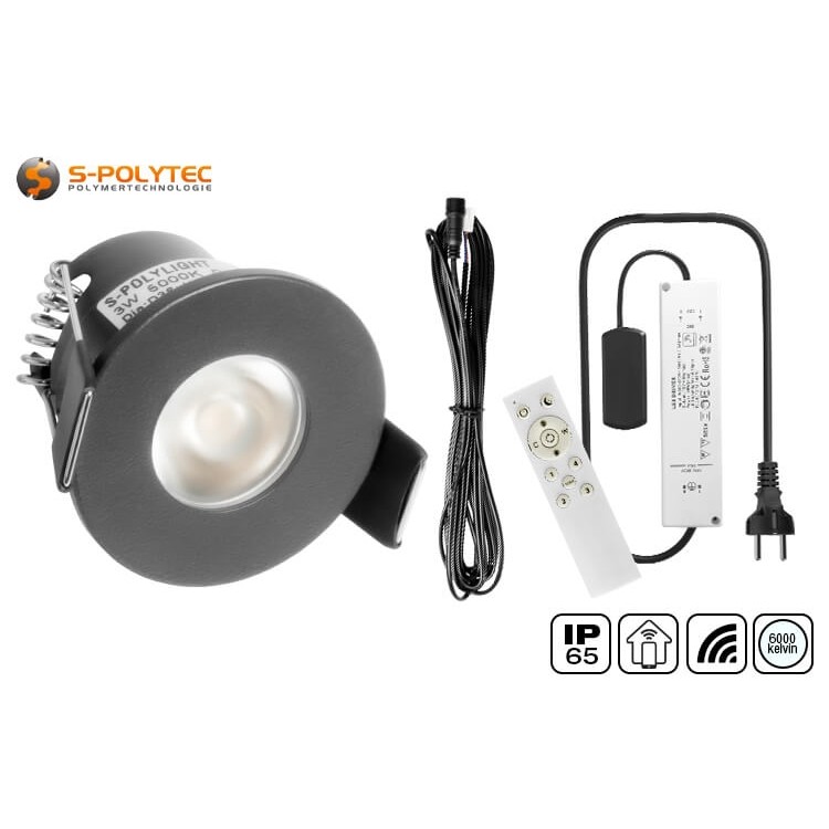 The complete set includes mini LED spotlights in anthracite, a SmartHome controller and all connection cables