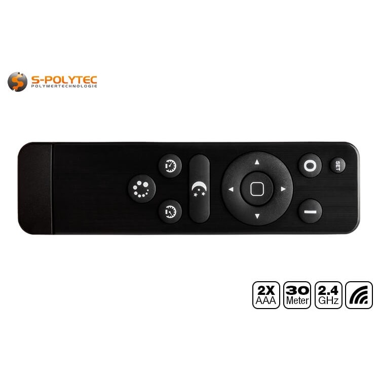 The S-Polylight wireless remote control has express keys for different brightness levels at the touch of a button