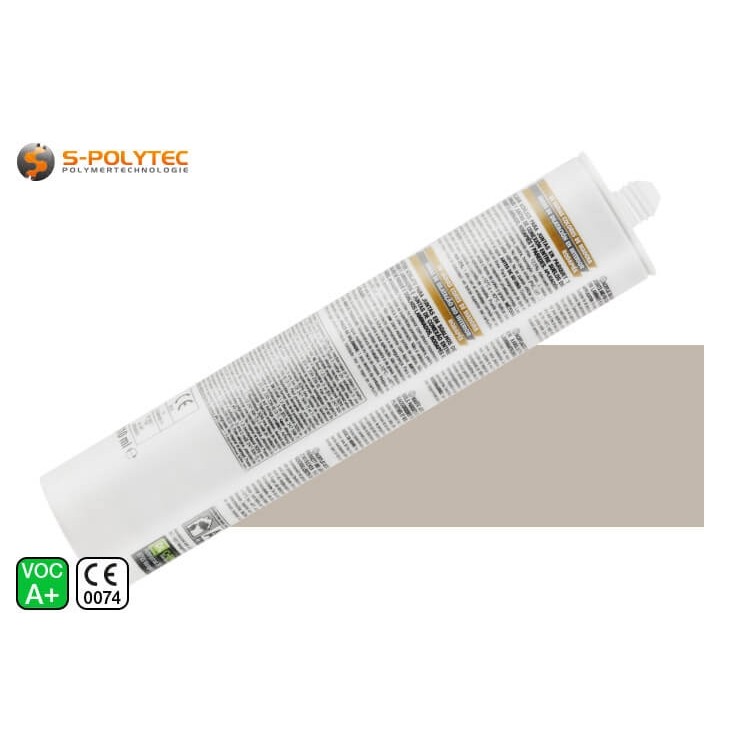 Silicone-free parquet acrylic as filler and sealant for grey wood floorboards, planks and beams