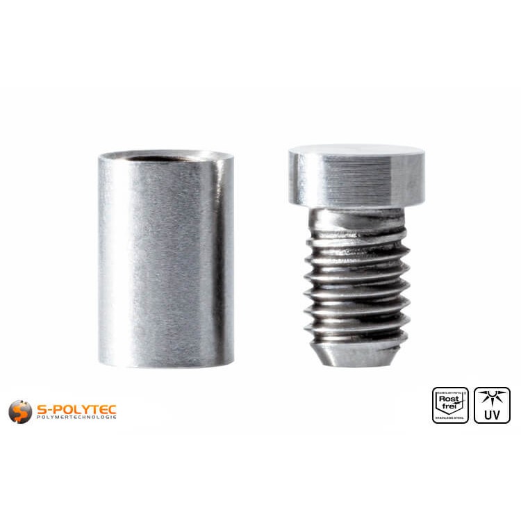 Spacer and screwable cover cap 10x15mm made fo stainless steel