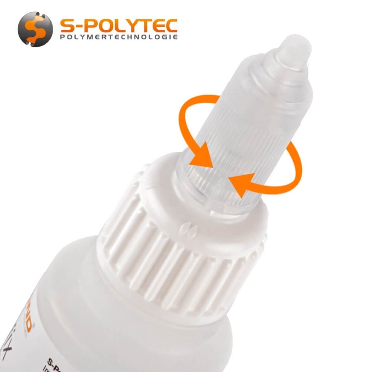 Our STRONGfix cyanoacrylate instant adhesive can be opened, dosed and closed with one hand thanks to the dosing cap