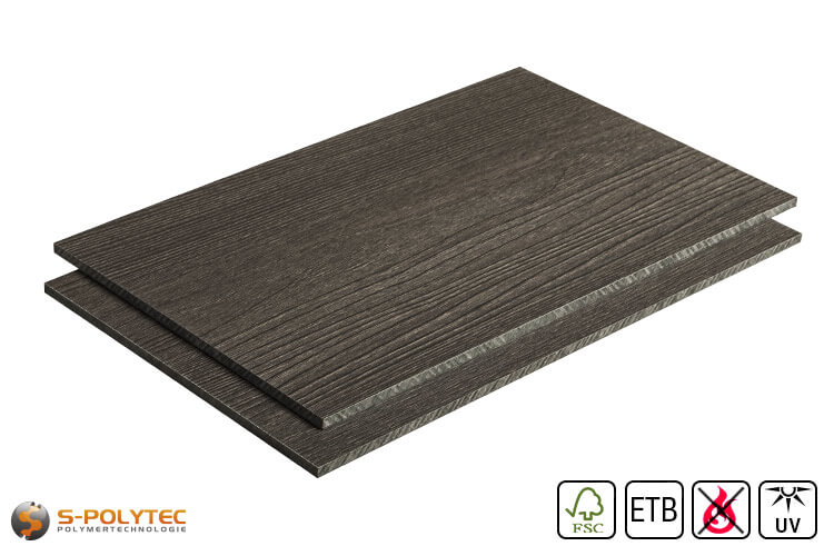 HPL sheet wood look dark ash low flammability with ETB fall protection in 6mm