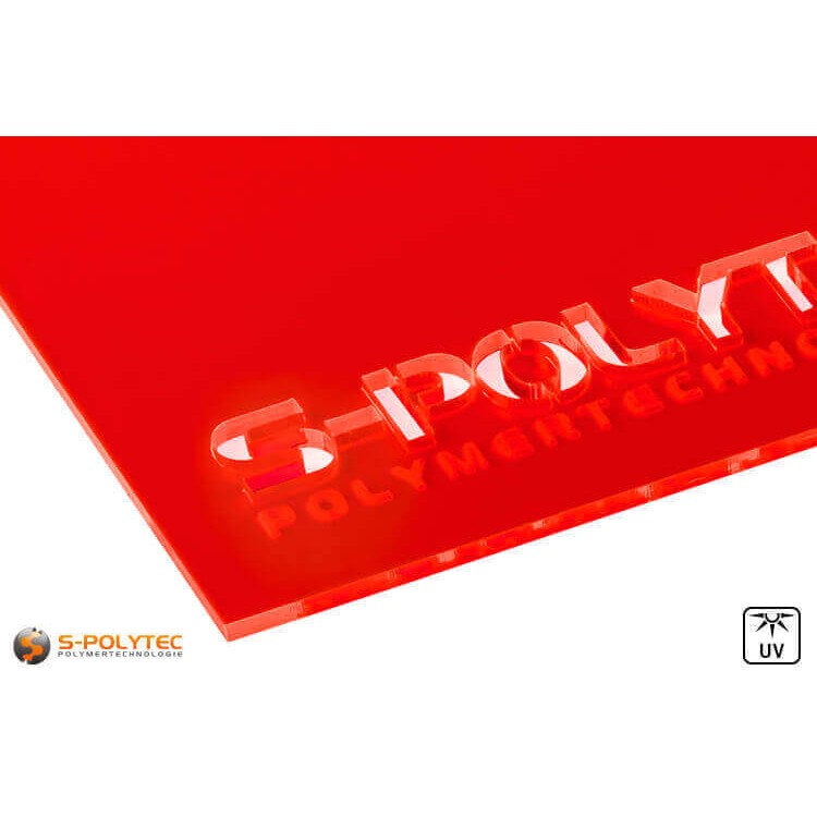 Acrylic glass red fluorescent (Lasercut)