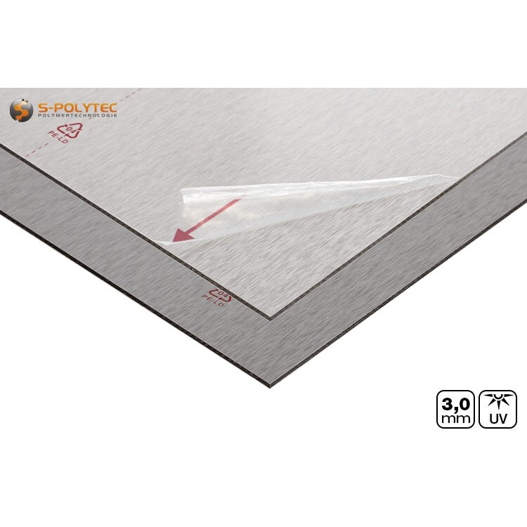 Aluminium composite panels 3mm (dibond) in silver brushed in custom cut