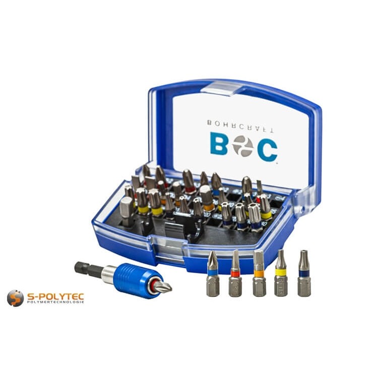 Screwdriver bits with coloured ring for all common screws in professional craftsman quality