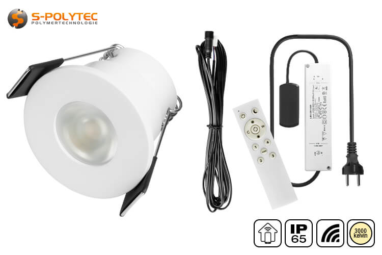 S-Polylight outdoor mini LED spotlights in a SmartHome set with 4, 6, 8, 10 or 12 spotlights are supplied with a WiFi controller