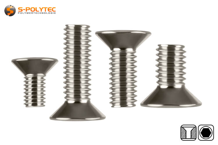 The countersunk head screws are available in M4, M5, M6 and M8 thread diameters