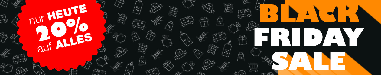 20 Prozent Rabatt auf alle Produkte zum BlackFriday