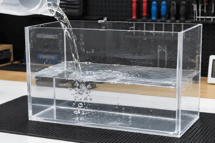 Leak test on a self-built acrylic glass aquarium