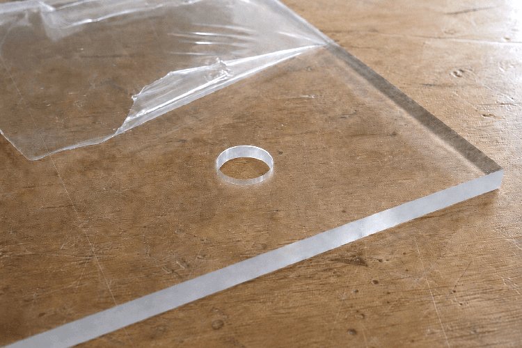 Clean round hole in acrylic glass without cracks or chipping