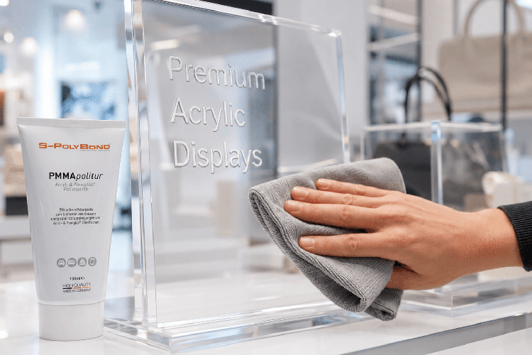 Werbedisplays aus Acrylglas polieren