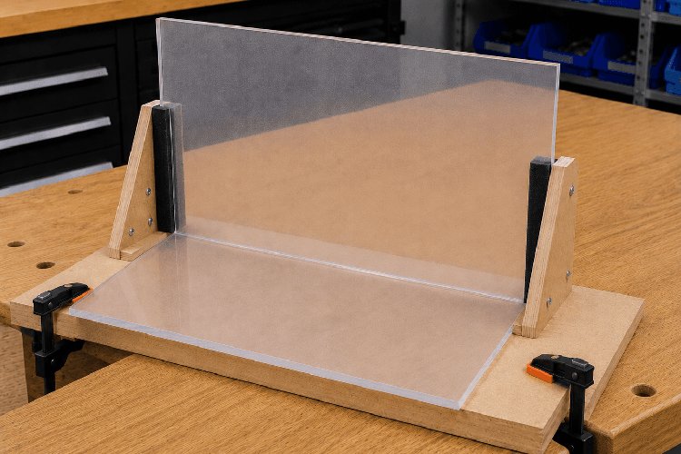 Securing an acrylic glass joint while it cures