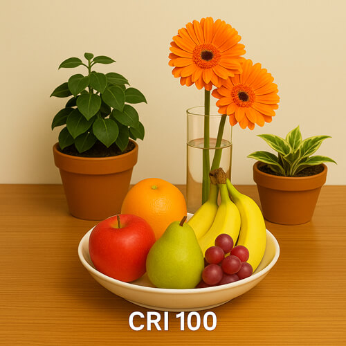 Effect of an LED light source with very good color rendering of CRI 100 - KI generated