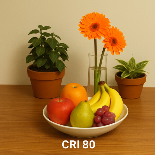 Effect of an LED light source with good color rendering of CRI 80 - KI generated