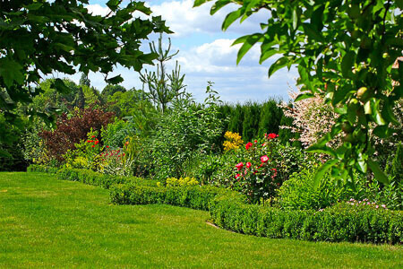 Garden detached house with flower bed - Root barrier lawn edge made of polyethylene