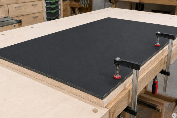 Supporting an HPL sheet securely for cutting