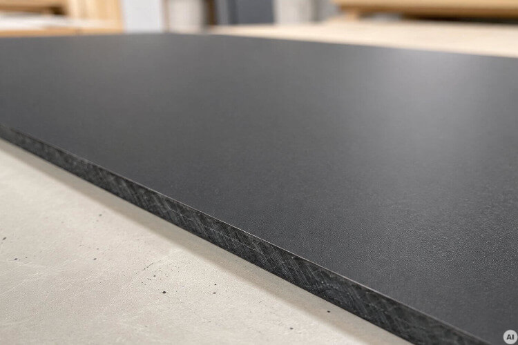 Clean cut edge after sawing an HPL sheet