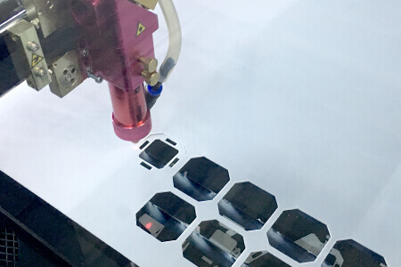 Our laser cutting small seals from plastic sheets
