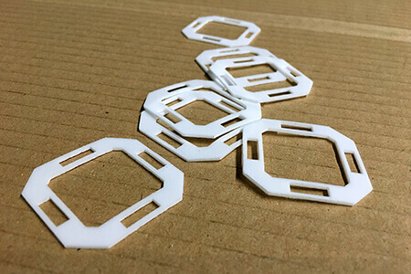 Finished laser cuts as seals from PTFE with our new laser