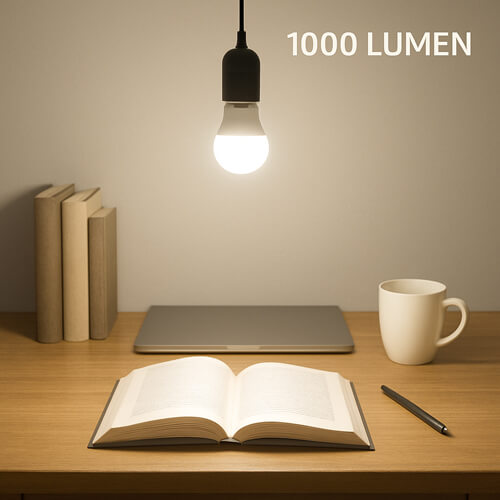 Effect of an LED light source with a light output of 1000 lumens - AI generated