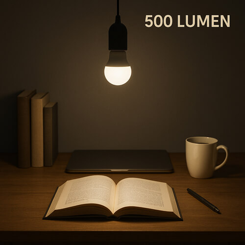 Effect of an LED light source with a light output of 500 lumens - AI generated