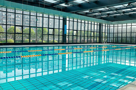 Plastic perforated plates are used in filter technology in swimming pools