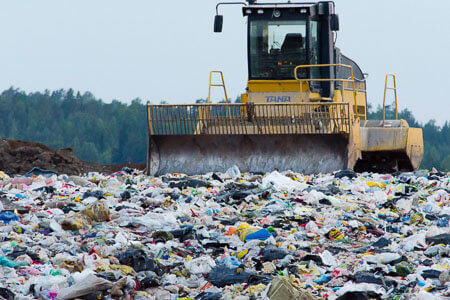 Plastic waste in landfills never decomposes and harms the environment