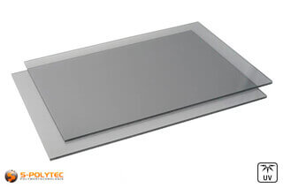 Our impact-resistant, UV-resistant and weatherproof polycarbonate sheets tinted grey in the S-Polytec online shop